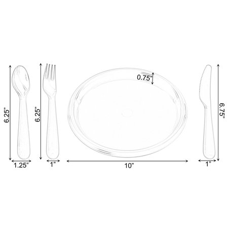 Basicwise Reusable Cutlery Set of 4 Plastic Plates, Spoons, Forks and Knives for Baby and Toddlers, Orange QI003831.OR